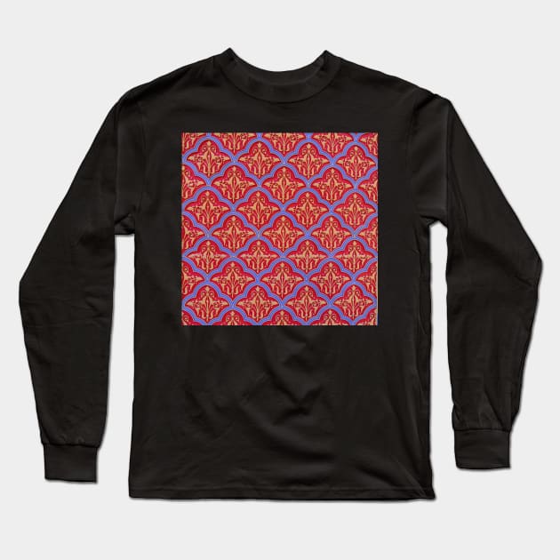 Traditional red jewish pattern Long Sleeve T-Shirt by mitzobs